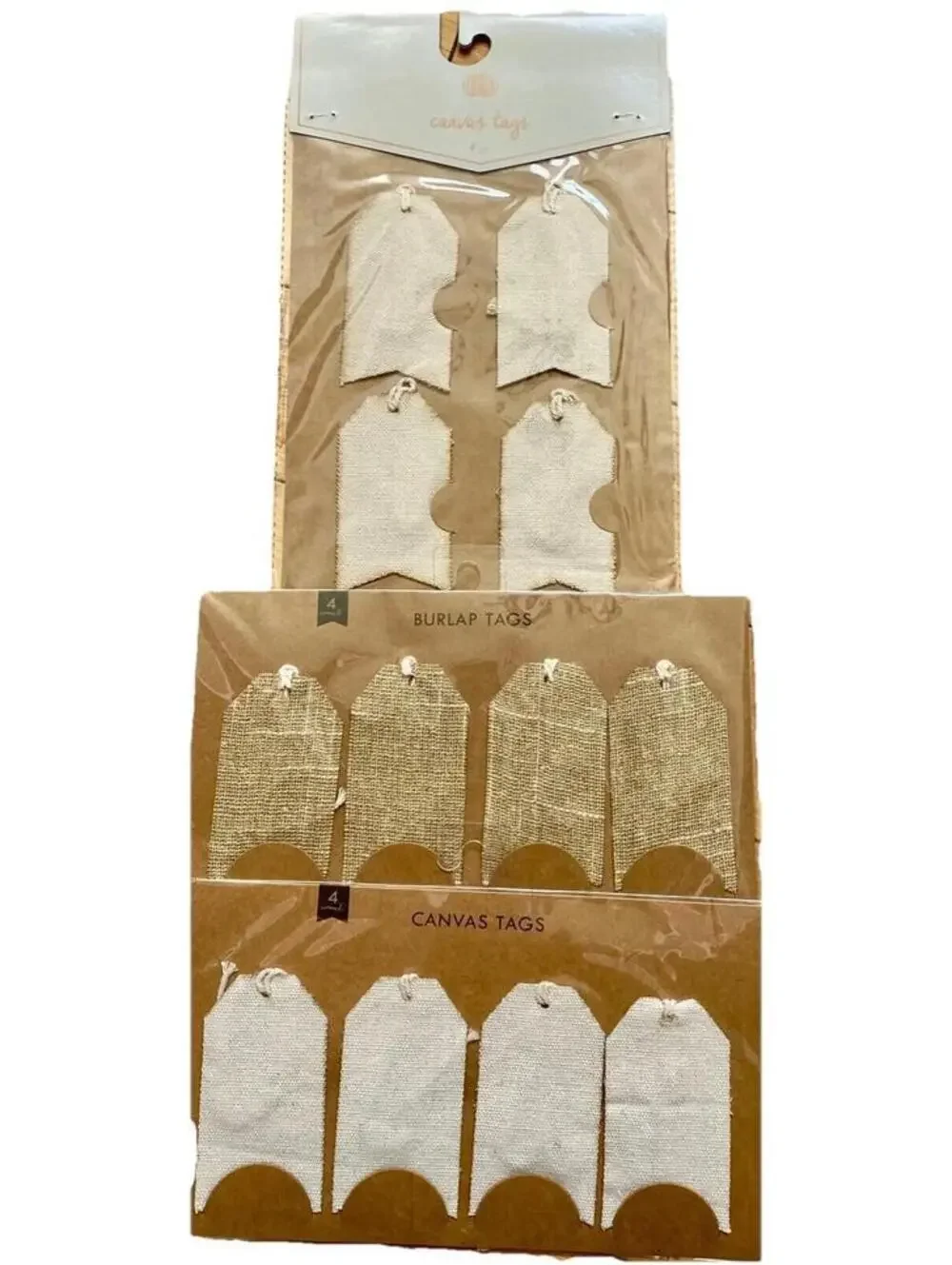 Lot 13 Sets: NWT Made for Retail Canvas Gift Tags Shabby Chic Natural 4/Pack